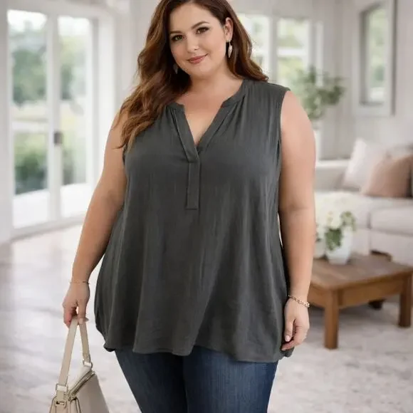 Torrid Harper Washable Gauze Pullover Sleeveless Top – Gray – Size 4X Plus - Picture 3 of 7